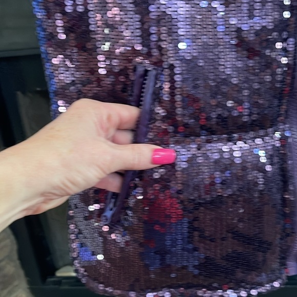 NWT JW purple sequin puffer vest with front zippered pockets. Size medium - Picture 7 of 15